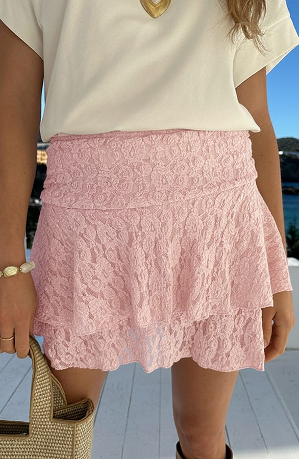 Smocked Ruffle Skort Roze