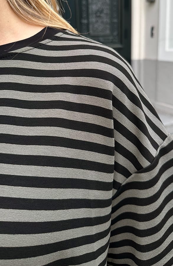 Striped T-Shirt Cotton Army Zwart – shirts & tops — foto 5