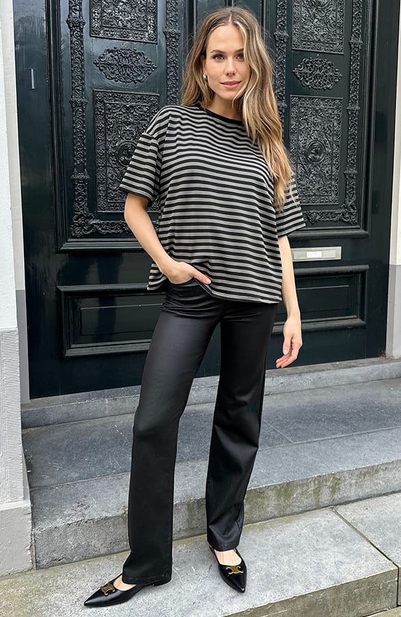 Striped T-Shirt Cotton Army Zwart – shirts & tops — foto 8