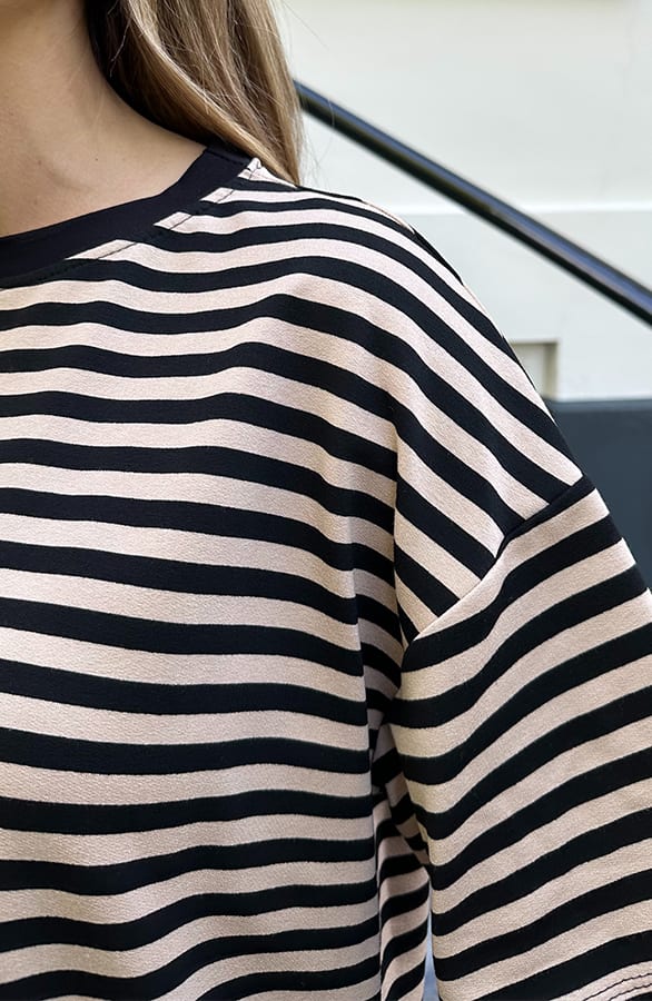 Striped T-Shirt Cotton Beige Zwart – shirts & tops — foto 8