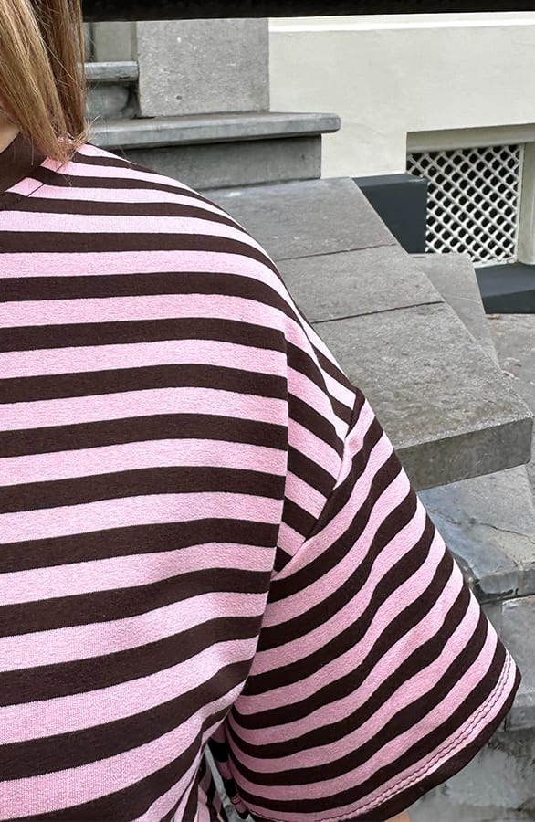 Striped T-Shirt Cotton Choco Roze – shirts & tops — foto 7
