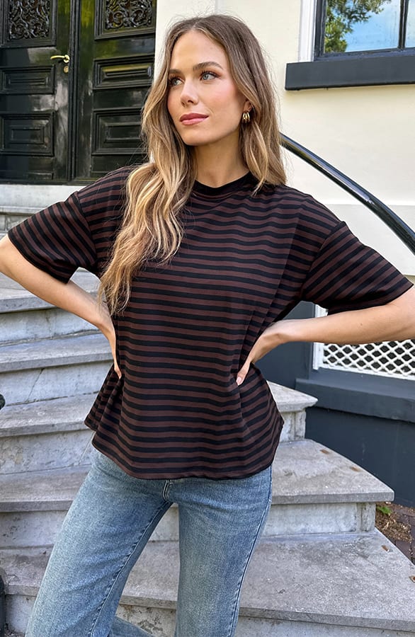Striped T-Shirt Cotton Choco Zwart – shirts & tops — foto 3