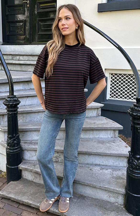 Striped T-Shirt Cotton Choco Zwart – shirts & tops — foto 8