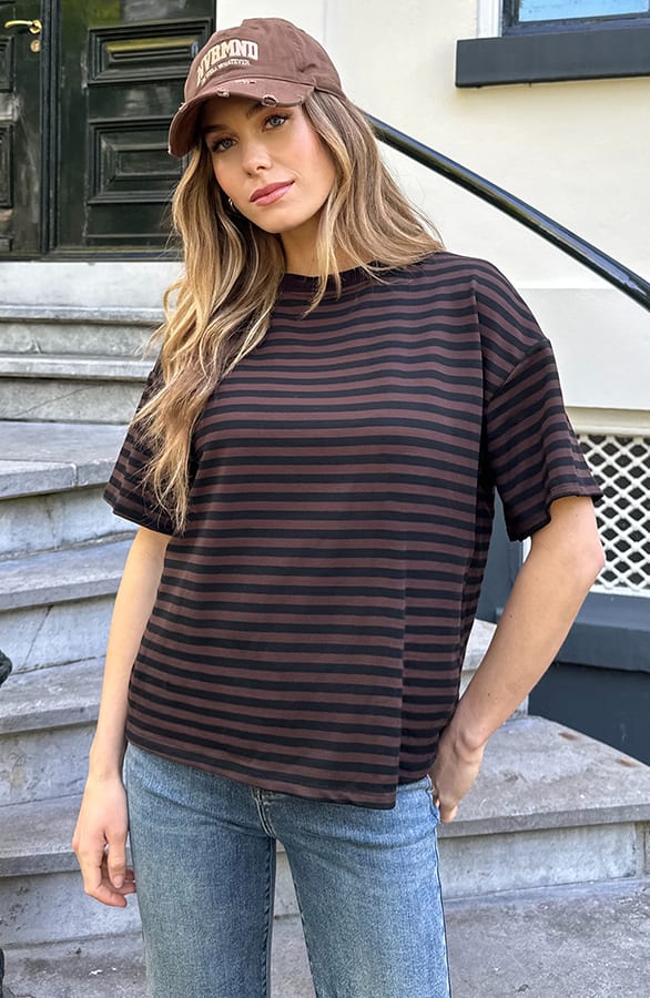 Striped T-Shirt Cotton Choco Zwart – shirts & tops — foto 4