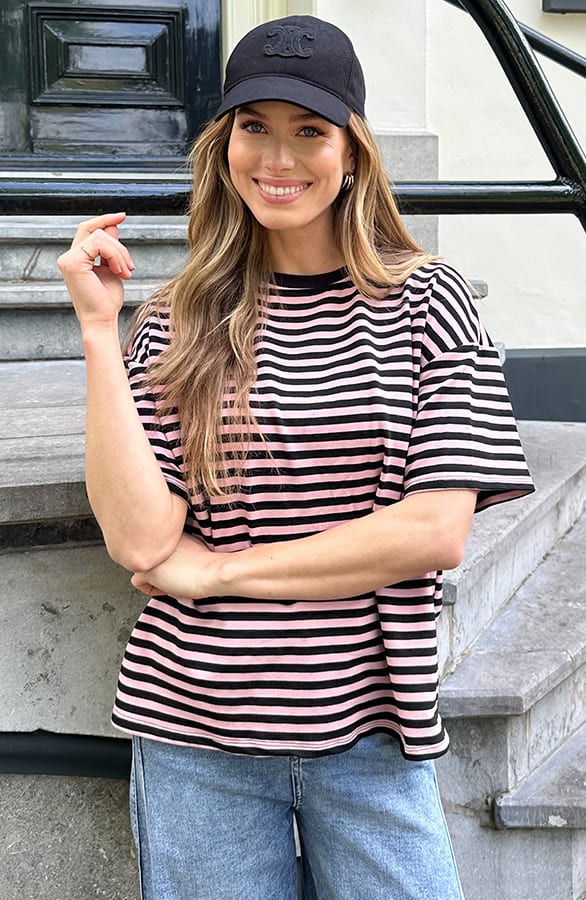 Striped T-Shirt Cotton Dust Roze Zwart – shirts & tops — foto 3
