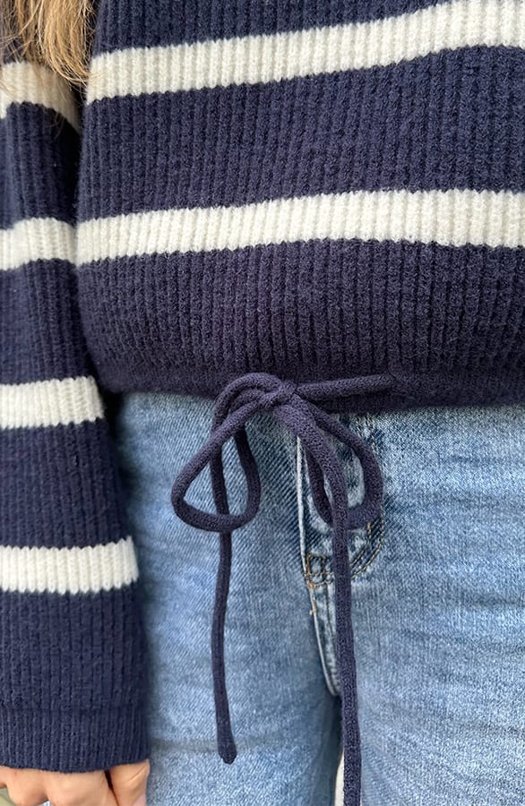 Striped Zipper Pullover Navy – truien — foto 4
