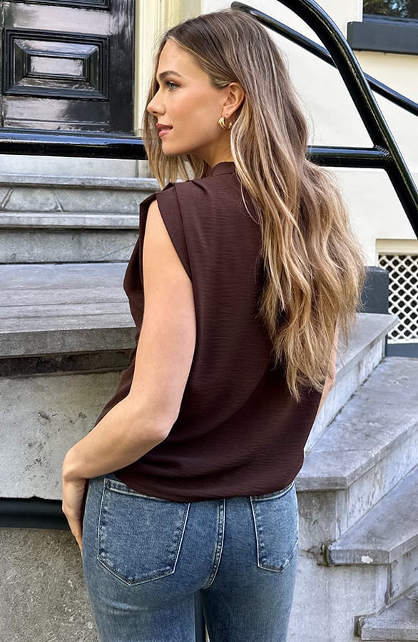 Top Met Plooien Lilly Choco – shirts & tops — foto 5