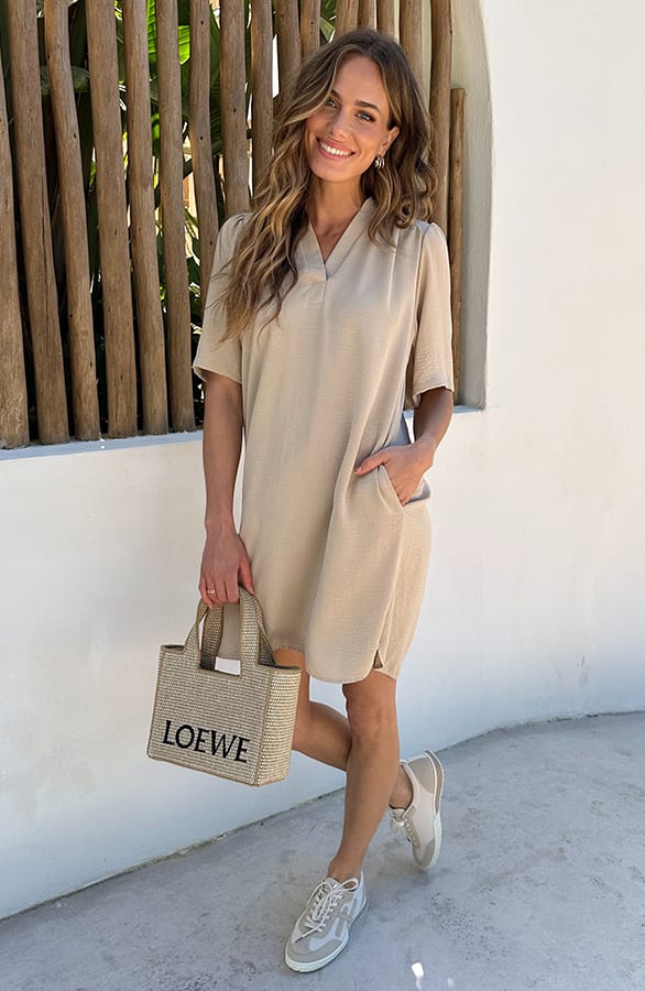 V-Hals Tuniek Met Zakken Beige – alle jurkjes — foto 6