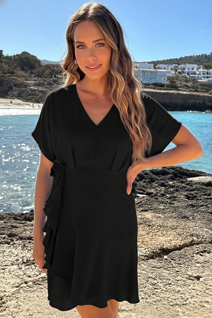 V-Neck Rose Dress Zwart – alle jurkjes — foto 5