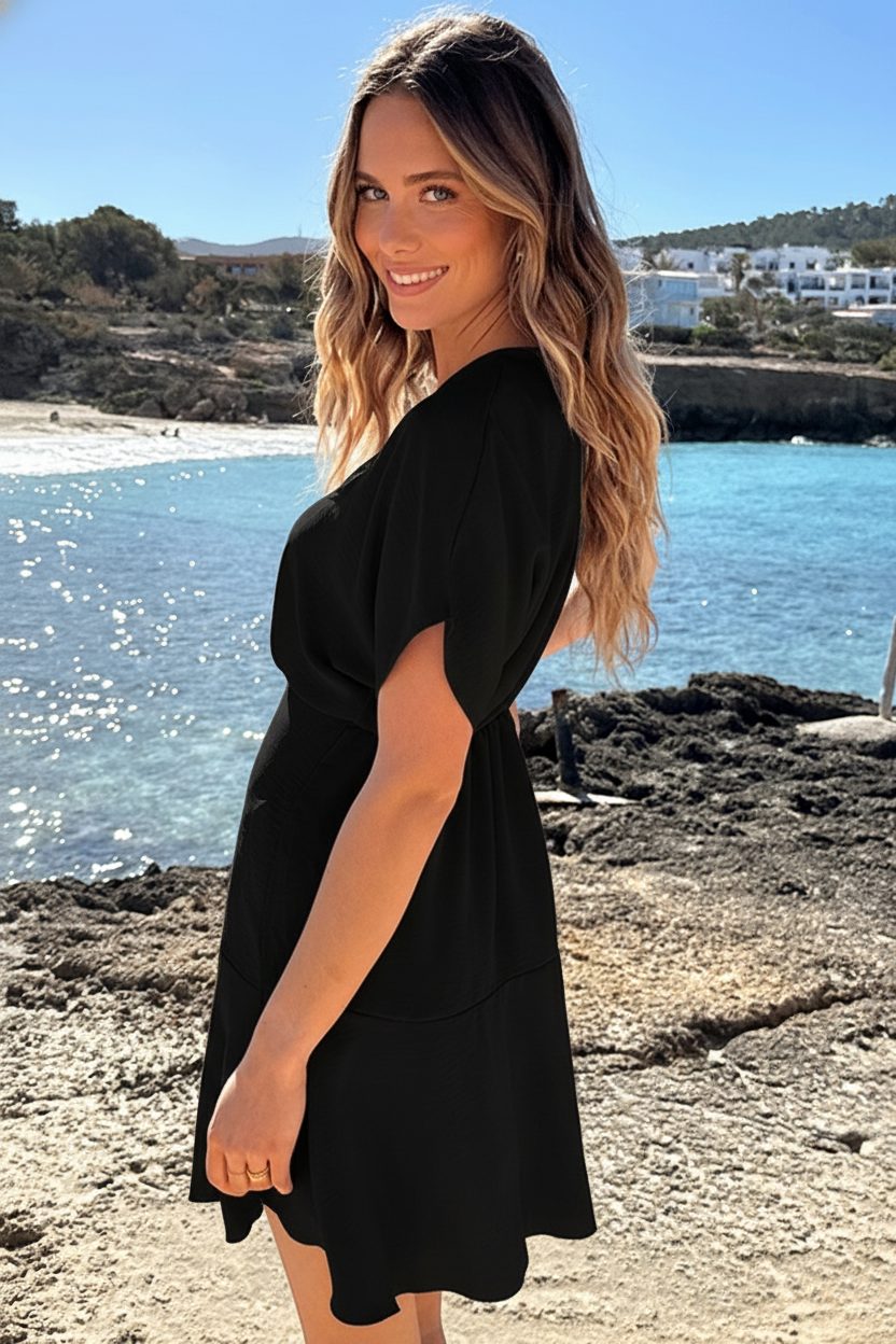 V-Neck Rose Dress Zwart – alle jurkjes — foto 3