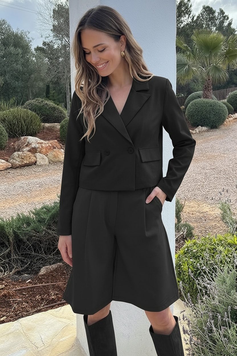Korte V-hals Blazer Zwart – blazers — foto 6