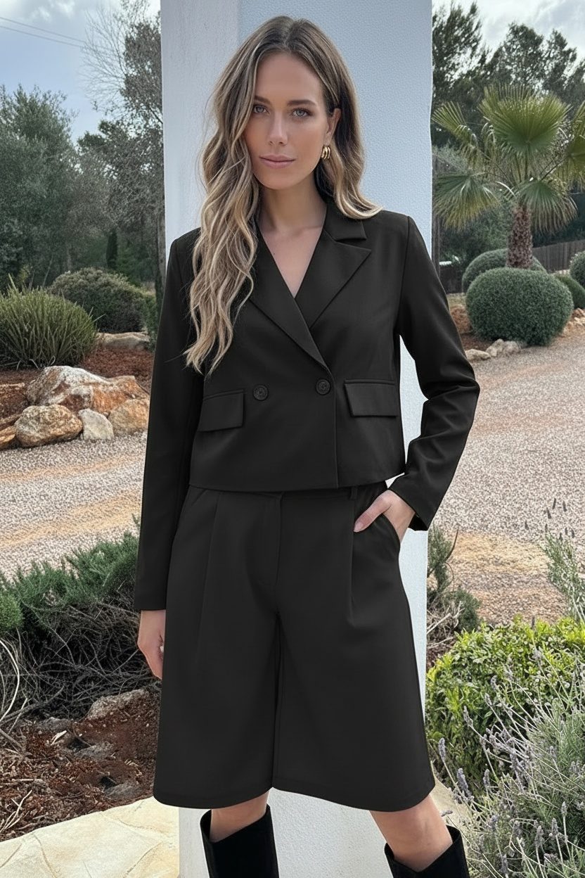 Korte V-hals Blazer Zwart – blazers — foto 2
