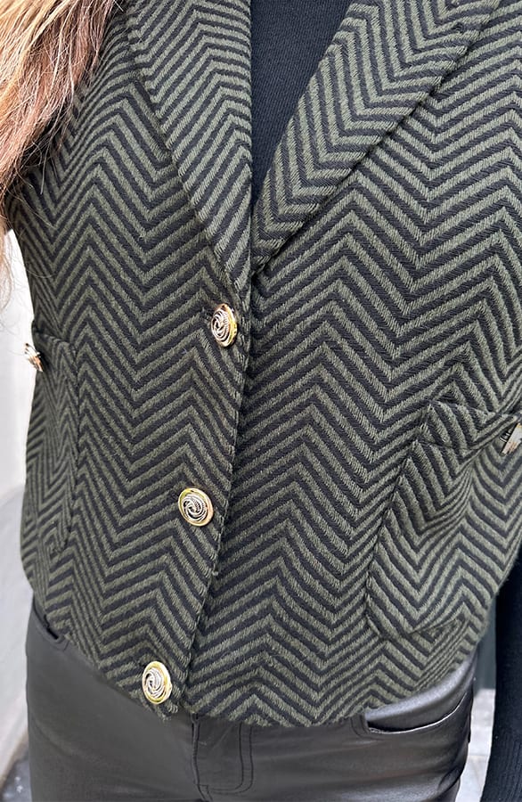 Bouclé Gilet Anoek Zigzag Army – gilets — foto 4