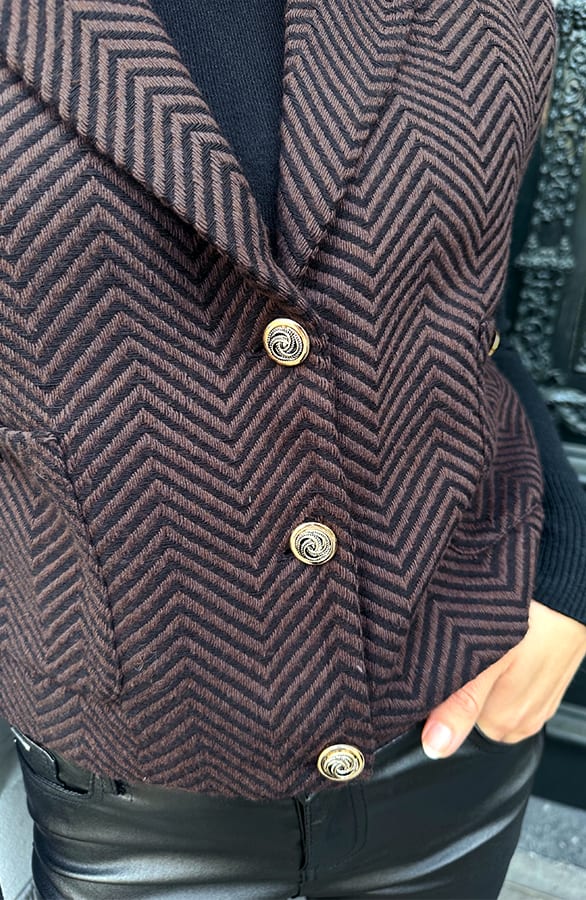 Bouclé Gilet Anoek Zigzag Choco – gilets — foto 6