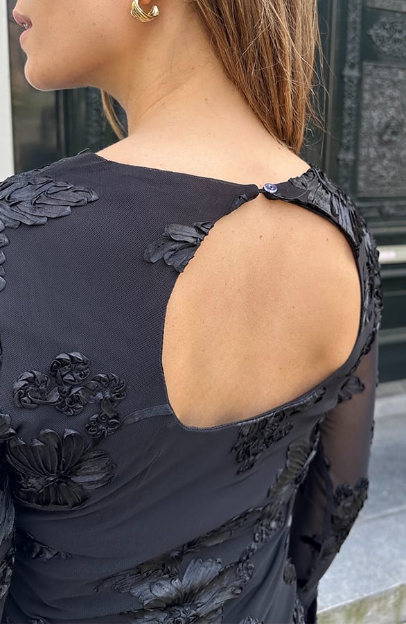 Mesh Top Bloemen Print Zwart – shirts & tops — foto 7