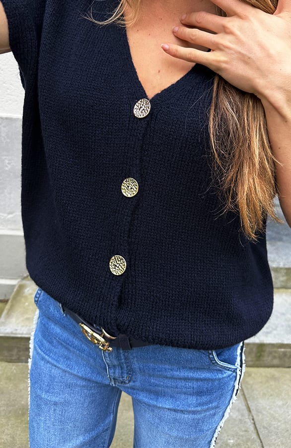 Knitted Button Cardigan Navy – vesten — foto 4