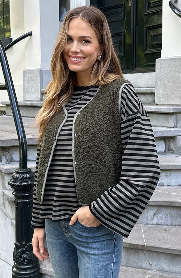 Knitted Teddy Gilet Army – vesten — foto 2