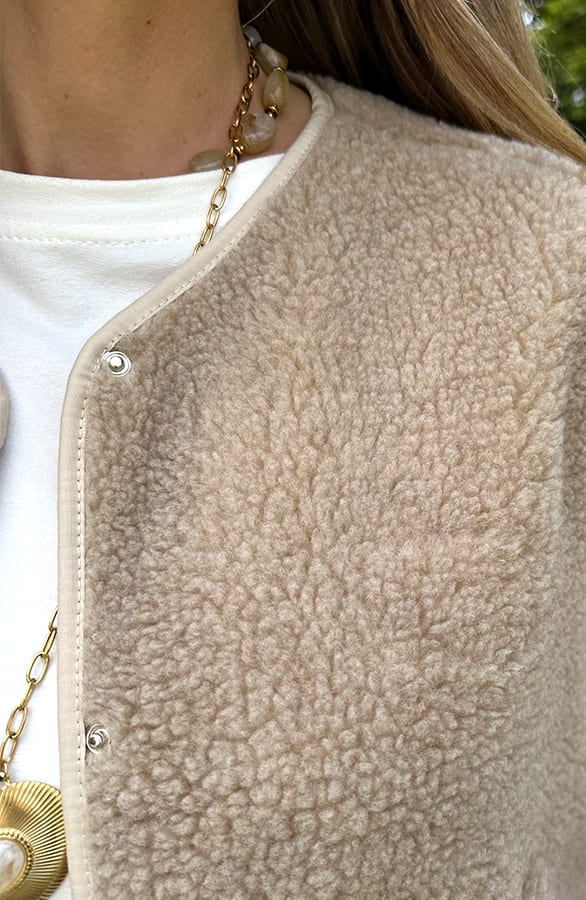 Knitted Teddy Gilet Beige – vesten — foto 4