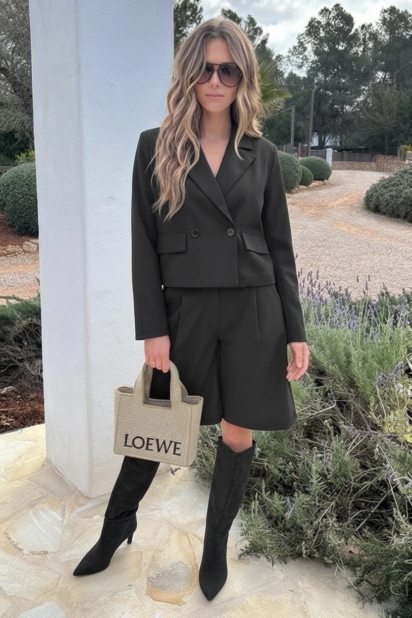 Korte V-hals Blazer Zwart – blazers — foto 5