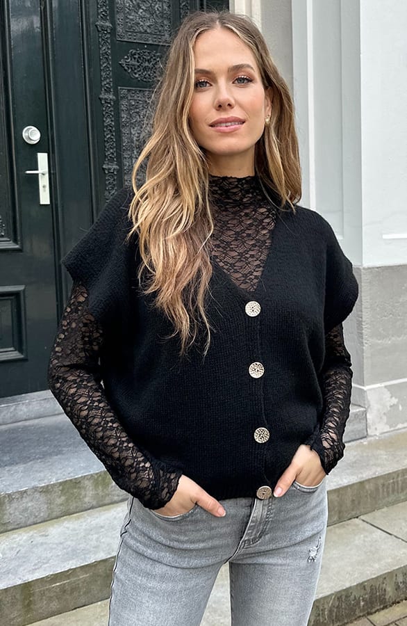 Lace Long Sleeve Top Zwart – shirts & tops — foto 13