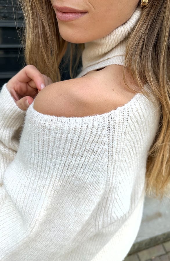 Open Schouder Col Sweater Beige – truien — foto 6