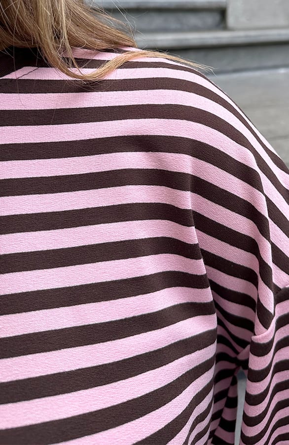 Oversized Gestreepte Katoenen Top Choco Roze – shirts & tops — foto 4