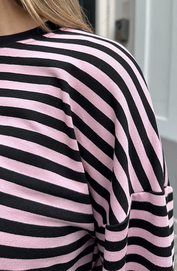 Oversized Gestreepte Katoenen Top Dust Roze Zwart – shirts & tops — foto 6