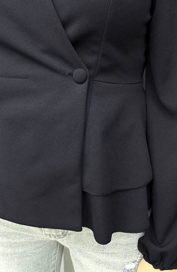 Peplum Knopen Blouse Zwart – dameskleding, foto 5