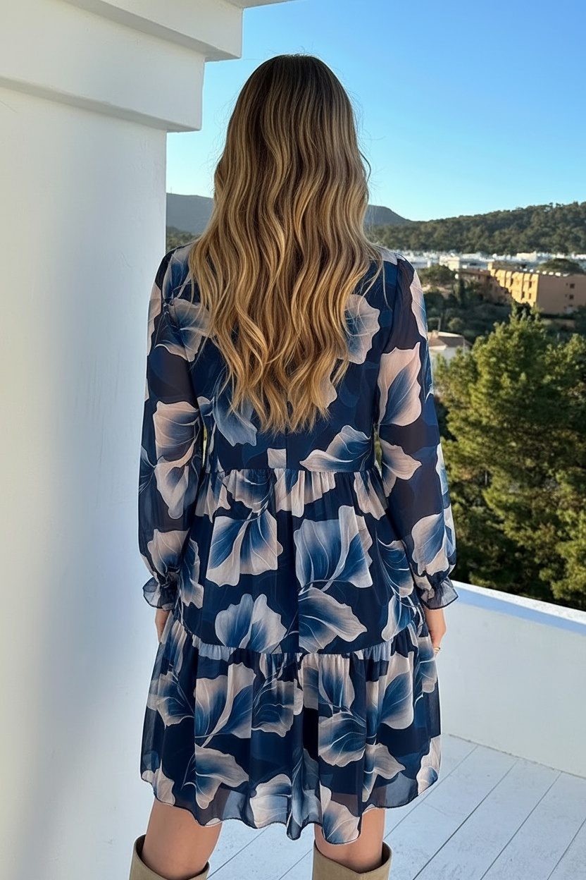Print Tuniek Lange Mouw Marine – alle jurkjes — foto 5