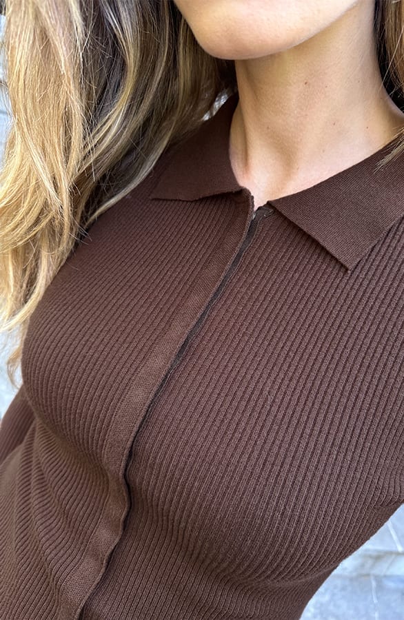 Rib Button Cardigan Choco – vesten, foto 10