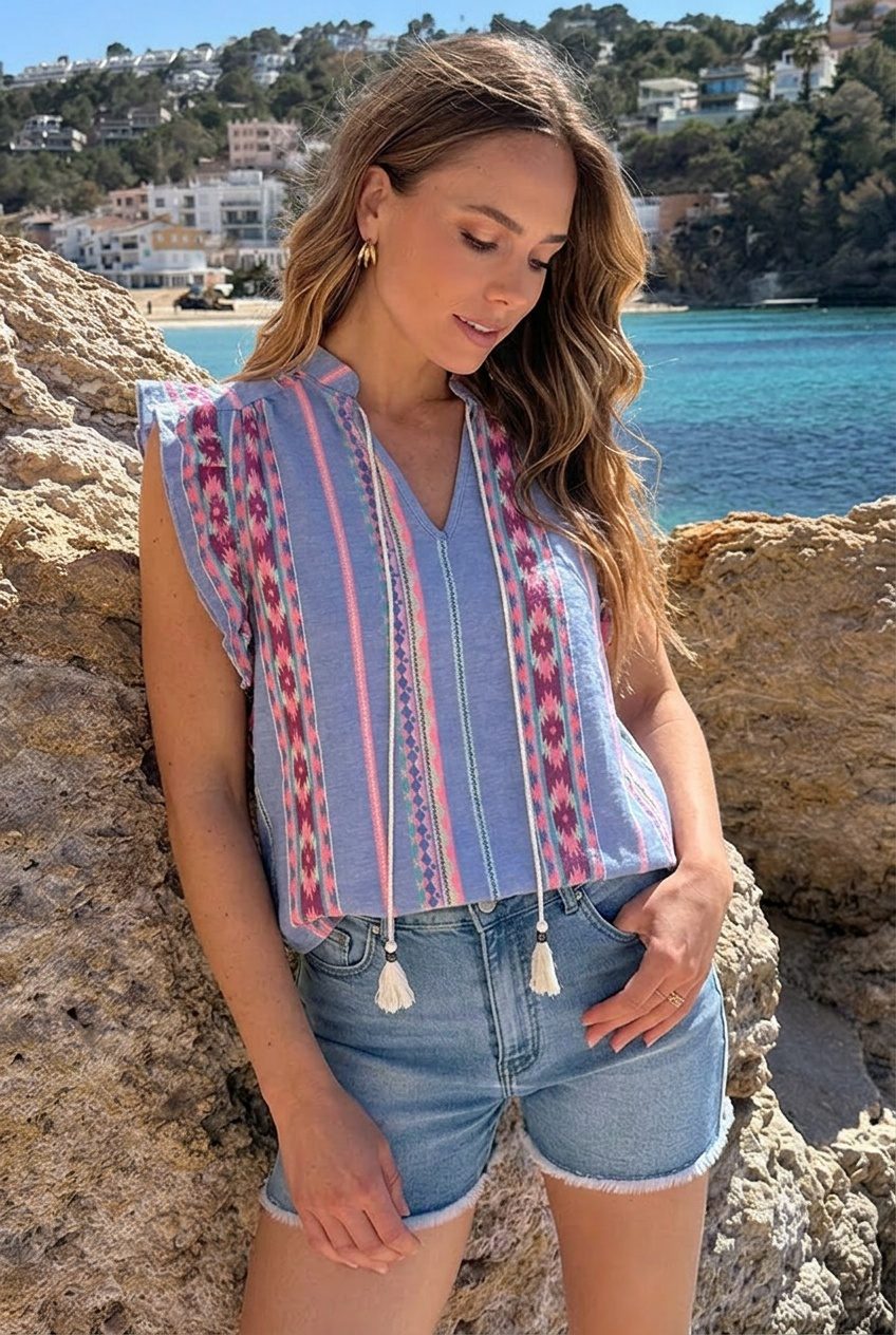 Top Met Kelim Print Blauw – shirts & tops — foto 4