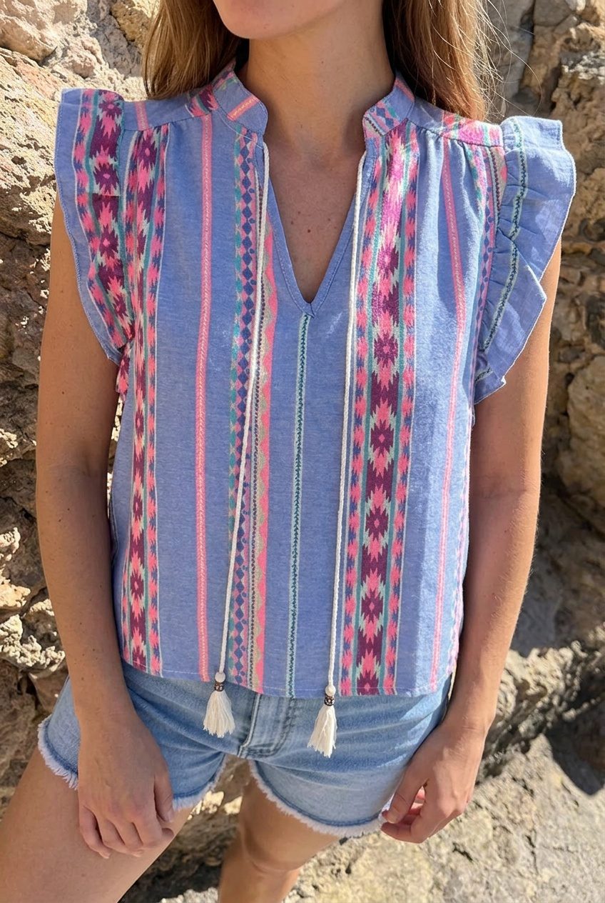 Top Met Kelim Print Blauw – shirts & tops — foto 5