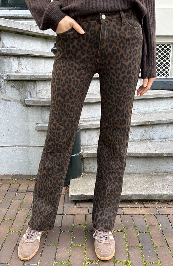 Wide Leg Jeans Dez Leopard Brown – flared broeken — foto 4