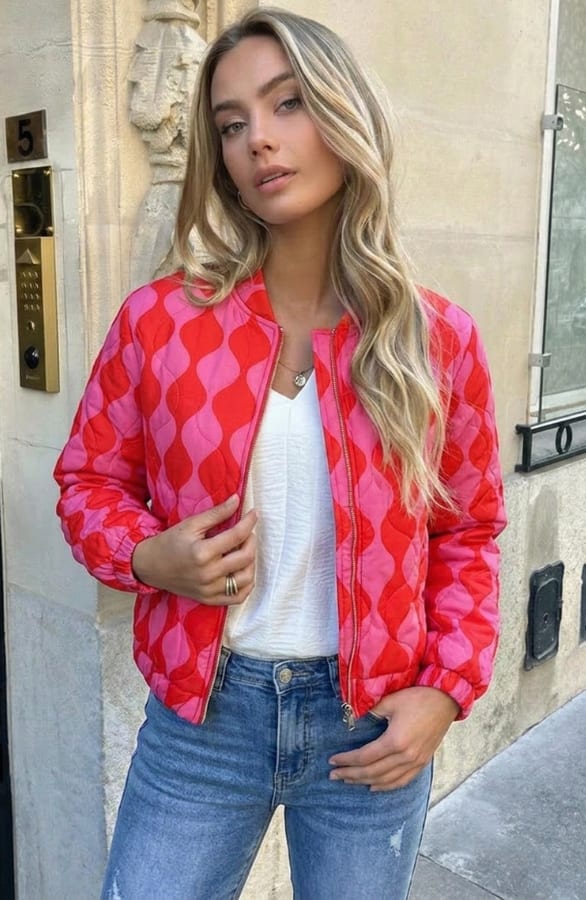 Boho Bomber Jacket Fuchsia Rood – jassen — foto 2