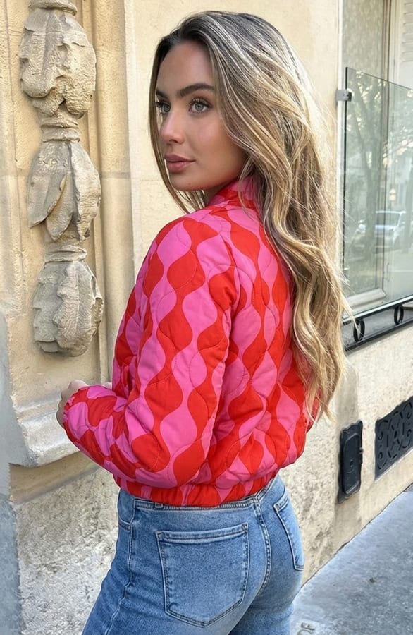 Boho Bomber Jacket Fuchsia Rood – jassen — foto 3