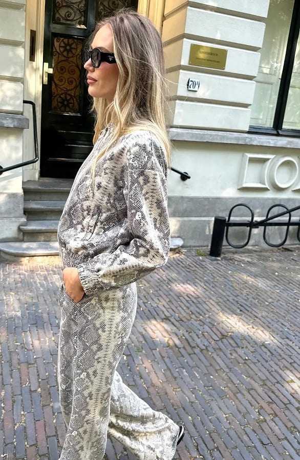 Bomber Jas Slangenprint Beige – jassen, foto 6
