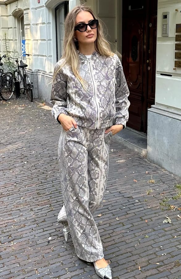Bomber Jas Slangenprint Beige – jassen, foto 7