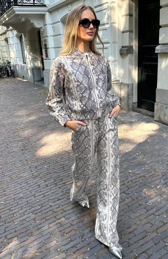 Bomber Jas Slangenprint Beige – jassen, foto 4