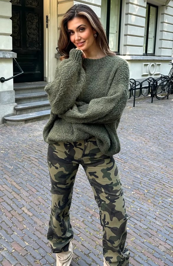 Camouflage Straight Leg Jeans Stretch – flared broeken, foto 6