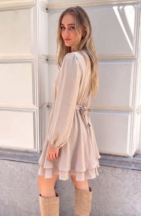 Elegant Bow Dress Beige – alle jurkjes — foto 3