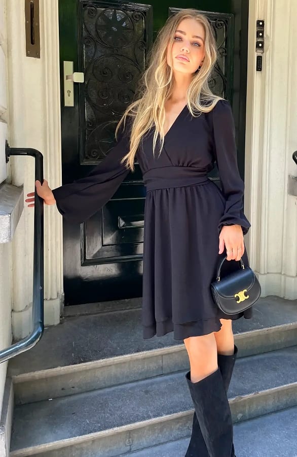 Elegant Bow Dress Zwart
