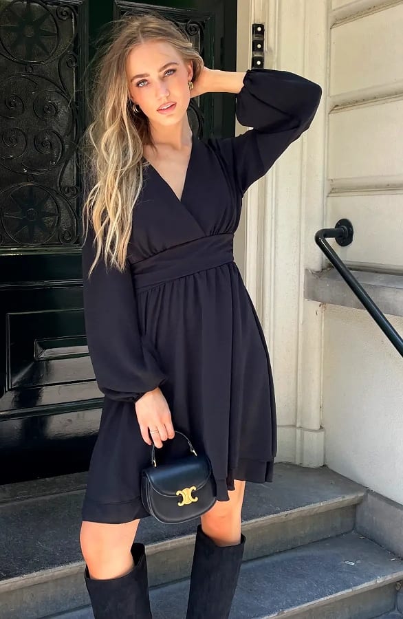Elegant Bow Dress Zwart – alle jurkjes — foto 2