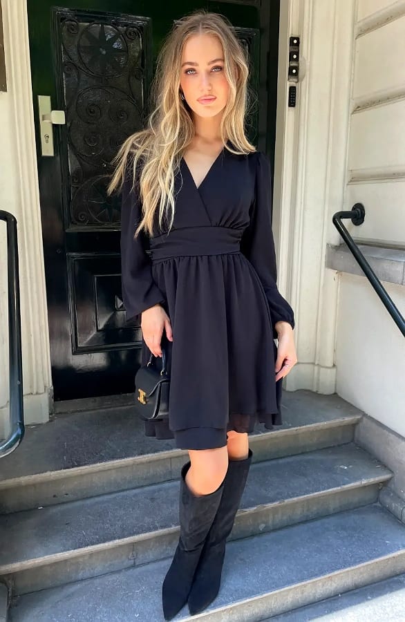 Elegant Bow Dress Zwart – alle jurkjes — foto 7