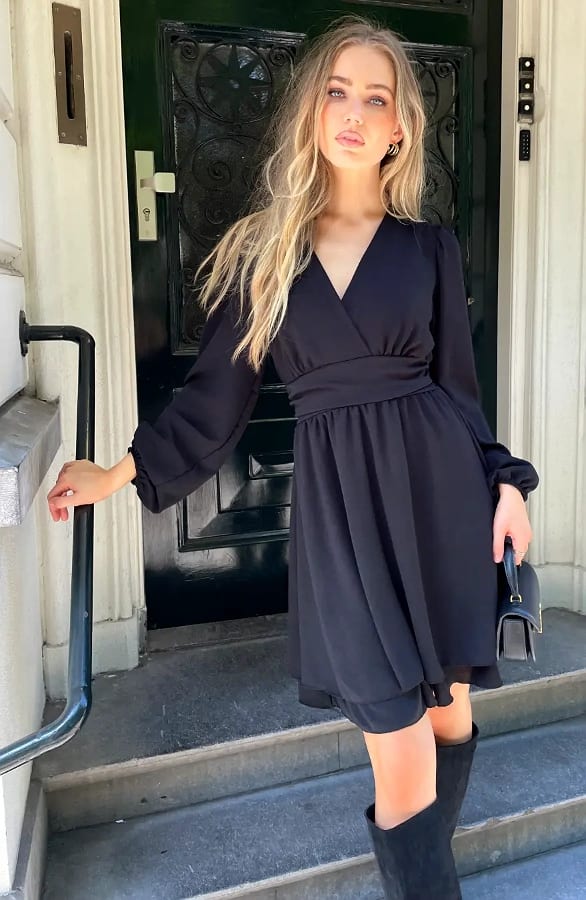 Elegant Bow Dress Zwart – alle jurkjes — foto 3