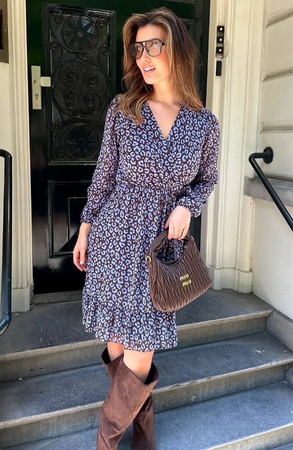 Elegant Dress Ellie Leopard Baby Blue