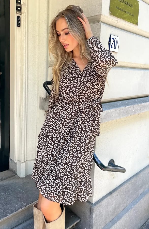 Elegant Dress Ellie Leopard Choco – alle jurkjes — foto 3