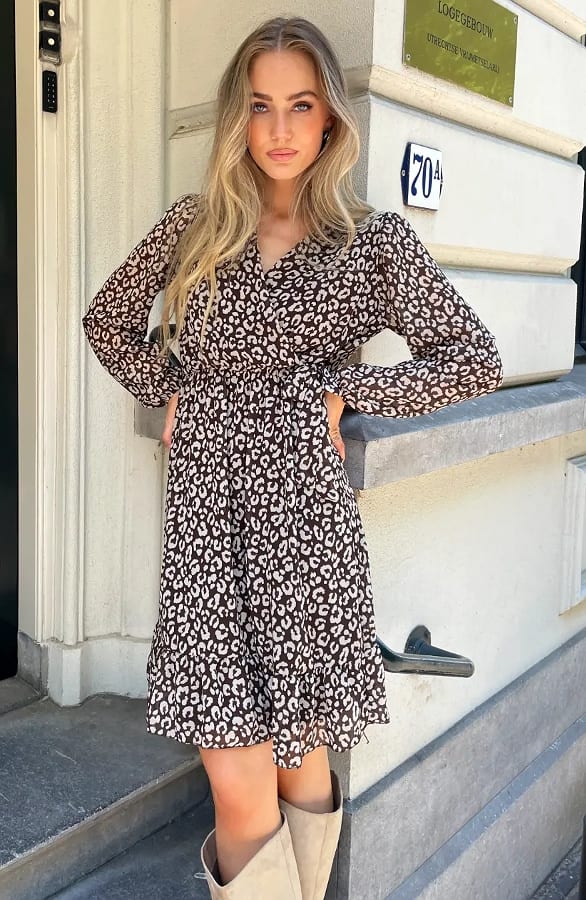 Elegant Dress Ellie Leopard Choco – alle jurkjes — foto 6