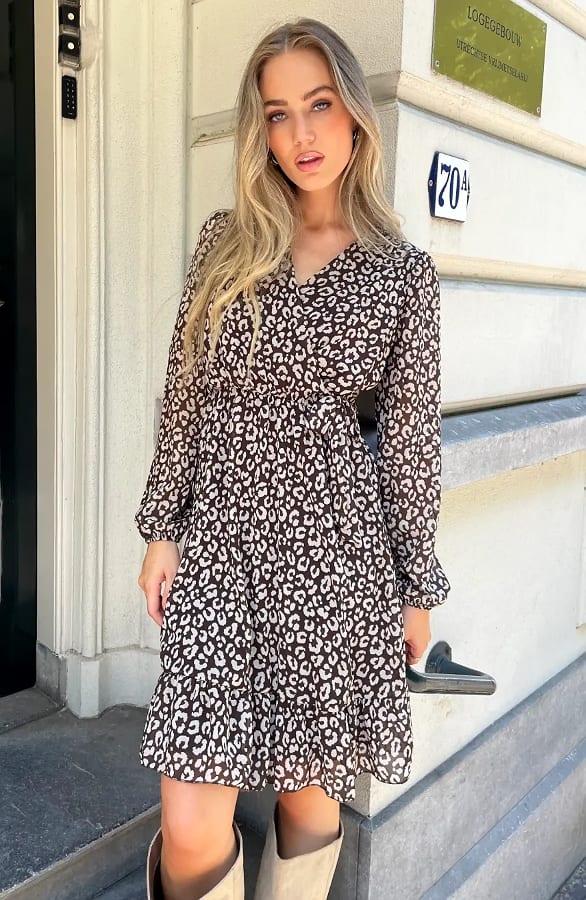 Elegant Dress Ellie Leopard Choco – alle jurkjes — foto 2