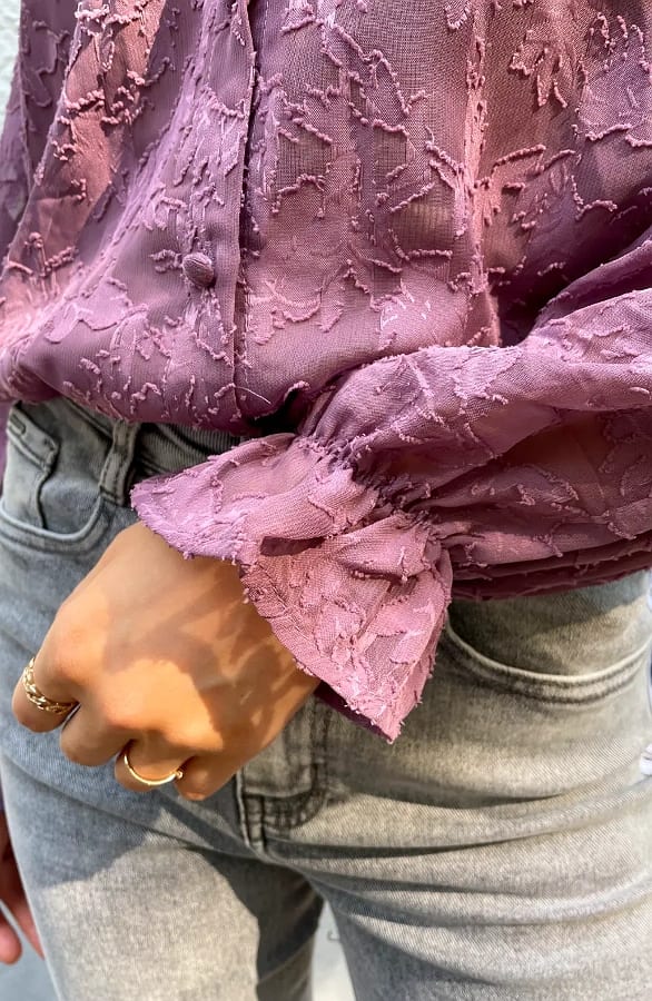 Floral Mesh Blouse Mauve – kleding — foto 7