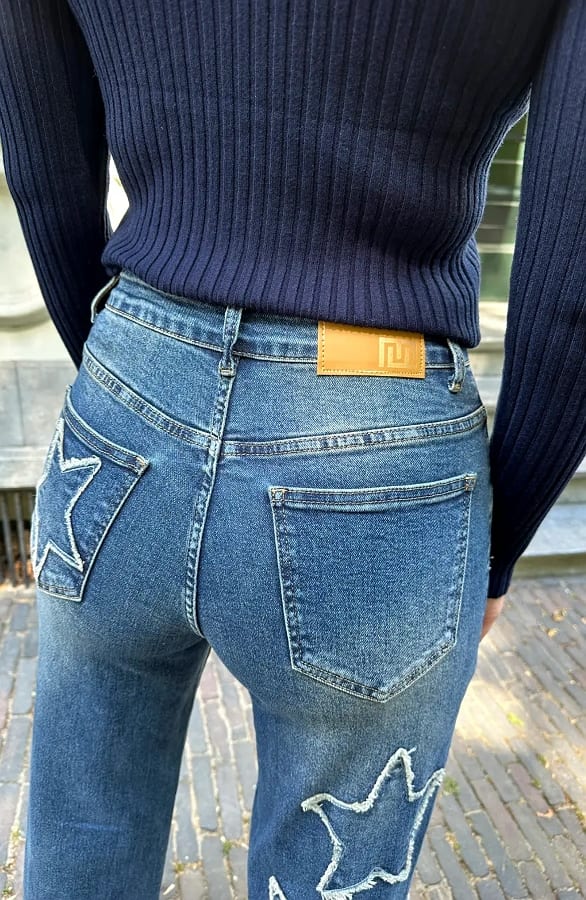 Frayered Star Wide Leg Dez Jeans Blue – flared broeken — foto 3